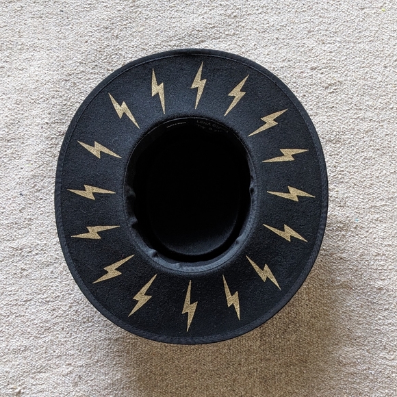 Luna Blum x Olive & Pique OOAK Hand Painted Lightning Bolt Wool Black Hat - Picture 3 of 16